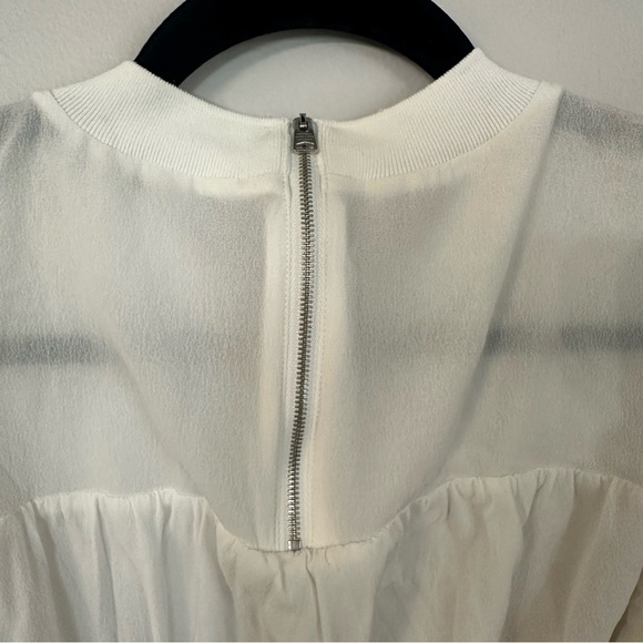 All Saints White Long Buttoned Sleeve Crewneck 100% Cupro Dress Sz L GUC - Picture 9 of 12